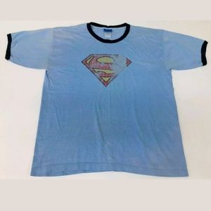 Vintage Superman Mens Blue T Shirt Size Large